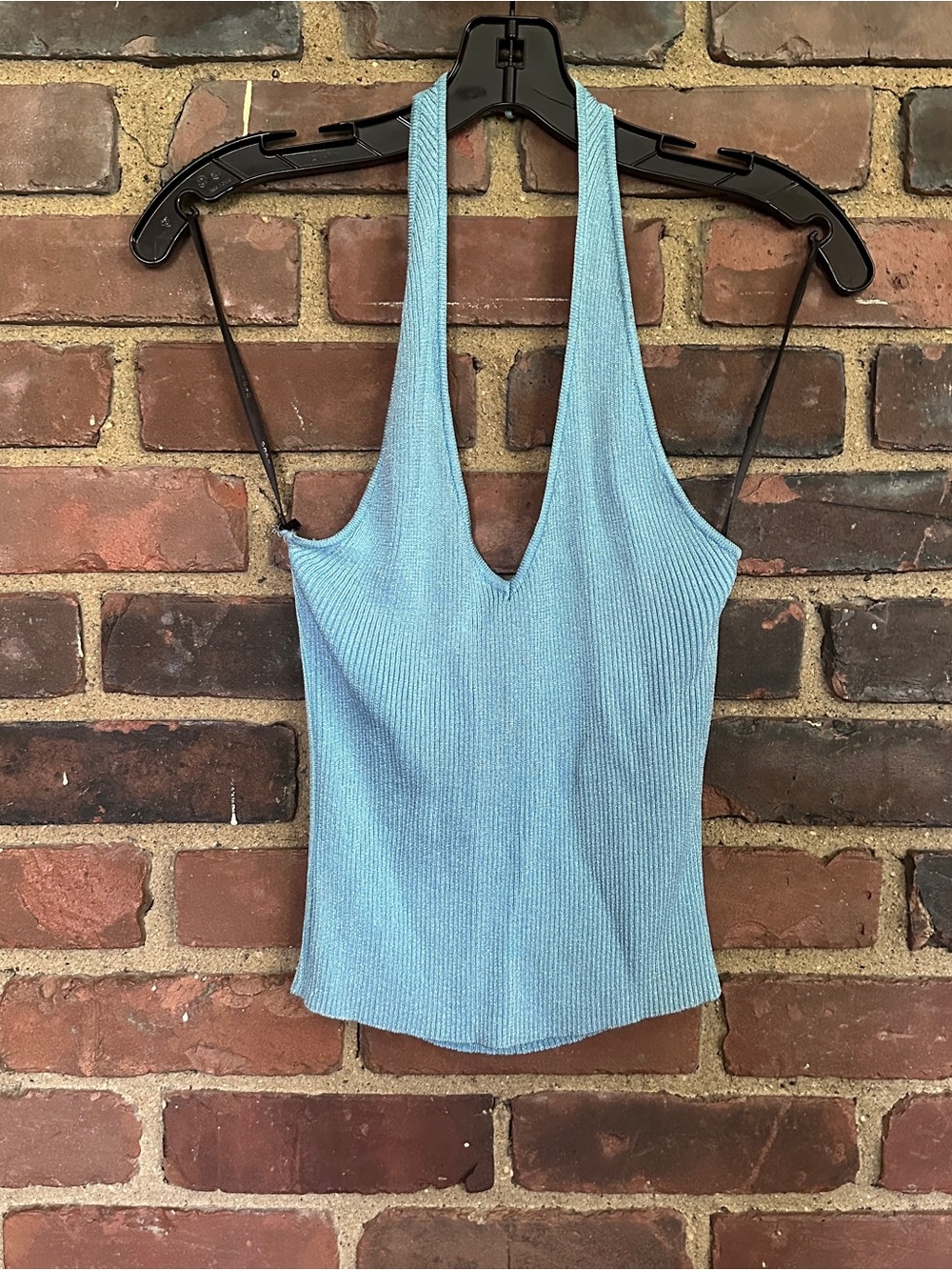 Y2K halter blue shimmer XS